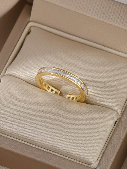 Gold JZ10426 Brass Cubic Zirconia Geometric Dainty Band Ring