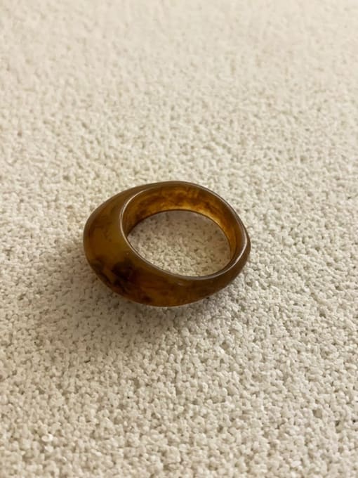 Amber wide face acrylic ring Resin Geometric Vintage halo texture Band Ring