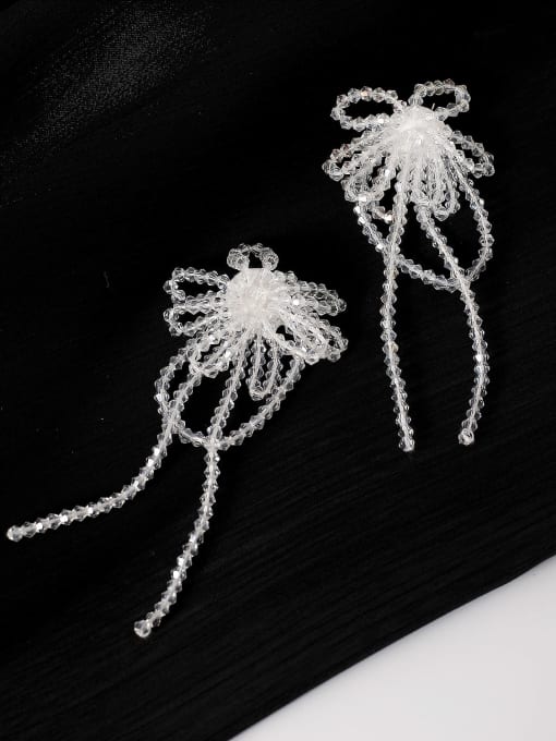 HYACINTH Brass Long Imitation  Crystal Flower Minimalist Drop Trend Korean Fashion Earring 3