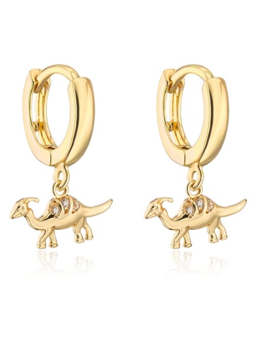 41019 Brass Cubic Zirconia Dragon Vintage Huggie Earring