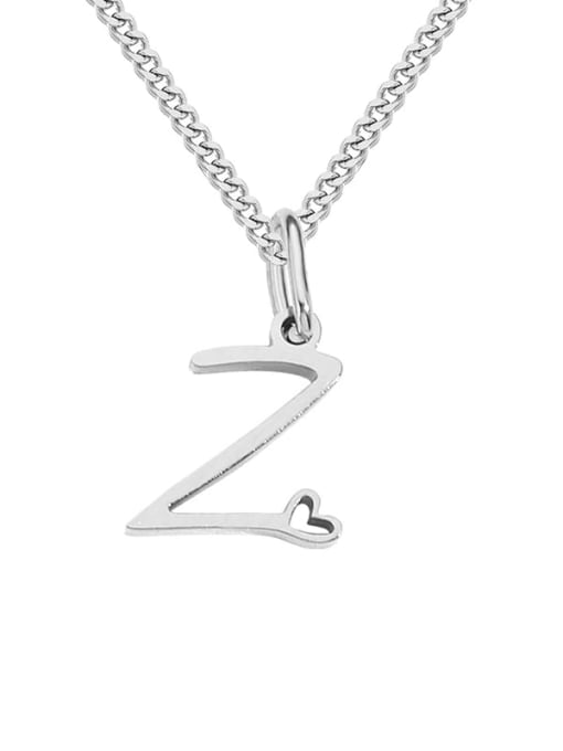 Z  steel color Stainless steel Letter Minimalist Necklace