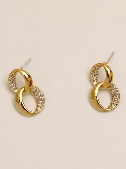 HYACINTH Brass Cubic Zirconia Geometric Minimalist Drop Trend Korean Fashion Earring 3