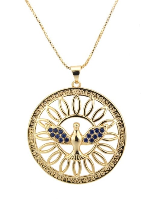 Gold plating Brass cubic zirconia ethical hollow round Pendant Necklace
