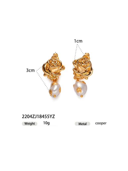 2204ZJ18455YZ Brass Imitation Pearl Irregular Hip Hop Drop Earring