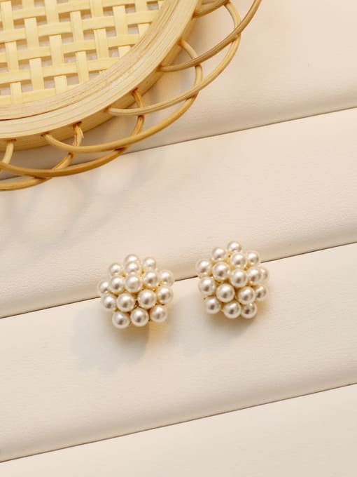 HYACINTH Copper Imitation Pearl Flower Trend Stud Trend Korean Fashion Earring 2