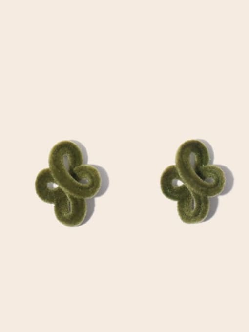 Green Cross Knot Brass Geometric Cute Stud Earring