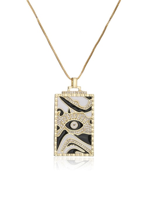 AOG Brass Cubic Zirconia Enamel Evil Eye Vintage Geometry Pendant Necklace 0