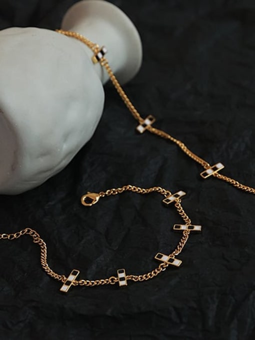 ACCA Brass Enamel Geometric Vintage Hollow Chain Necklace 1