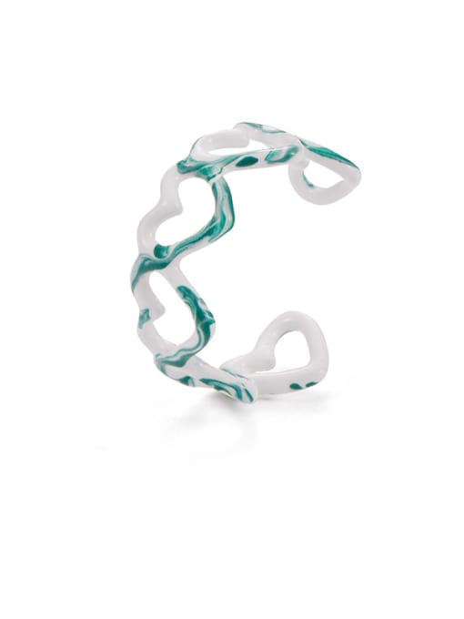 Five Color Zinc Alloy Enamel Heart Minimalist Band Ring