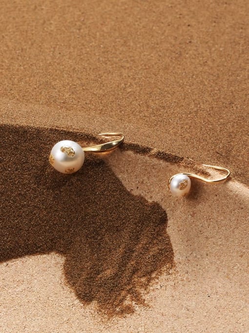 TINGS Brass Freshwater Pearl Flower Vintage Hook Earring (single) 3