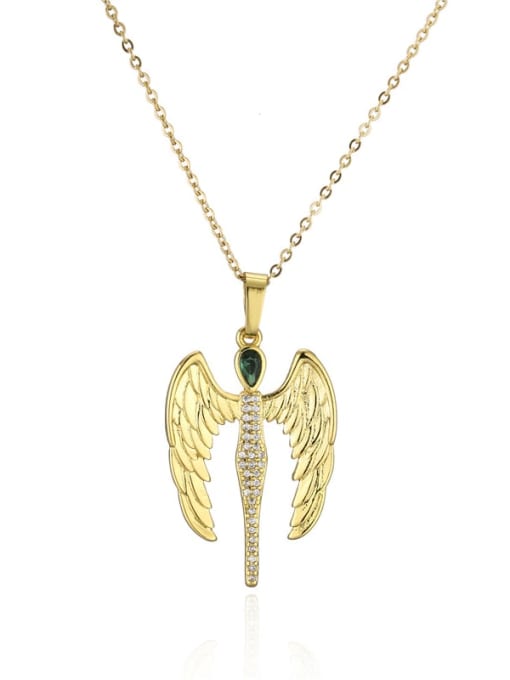 AOG Brass Cubic Zirconia Vintage Wing  Pendnat Necklace 0