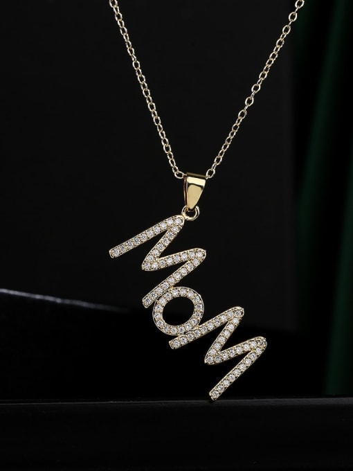 AOG Brass Cubic Zirconia Letter Vintage Necklace 1