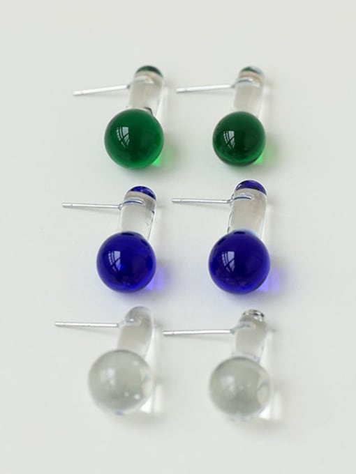 Five Color Hand Glass Clear Round Ball Minimalist Stud Earring 3