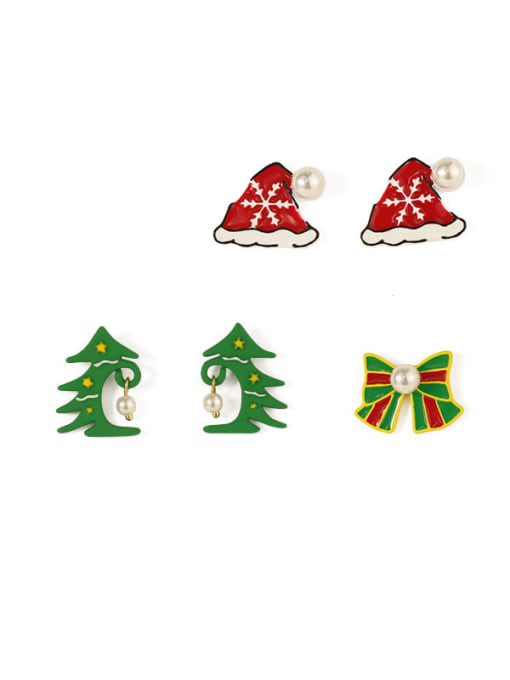 Five Color Alloy Enamel Bowknot Cute Christmas   Stud Earring 4