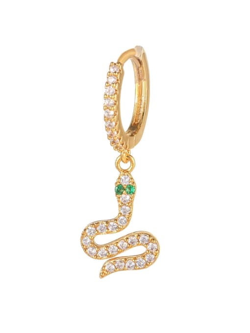 746 gold Brass Cubic Zirconia Snake Vintage Single Earring(Single -Only One)