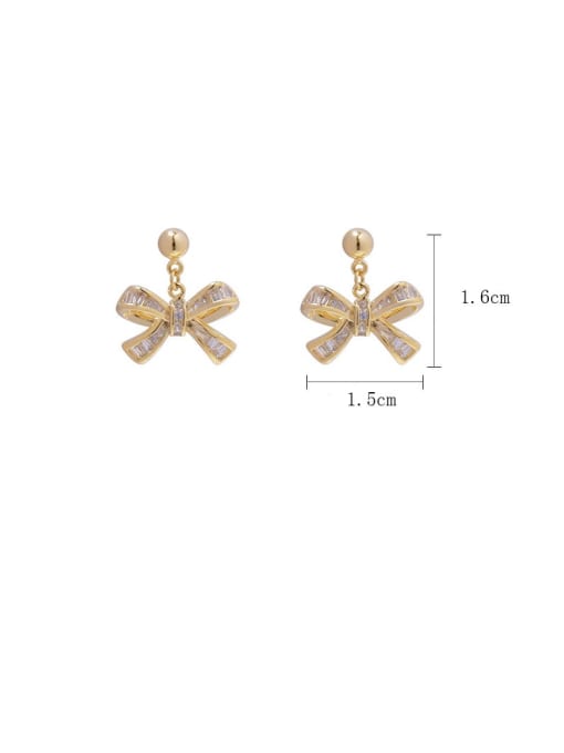 YOUH Brass Cubic Zirconia Bowknot Dainty Stud Earring 3