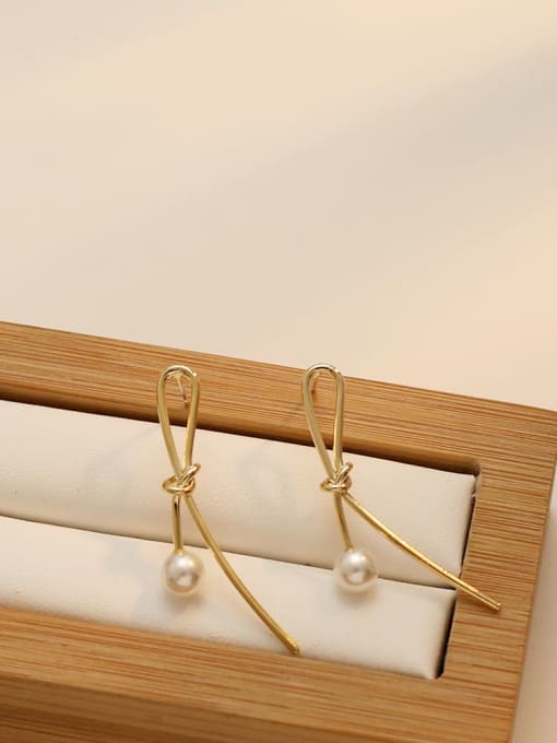 HYACINTH Copper Imitation Pearl Geometric Minimalist Drop Trend Korean Fashion Earring 3