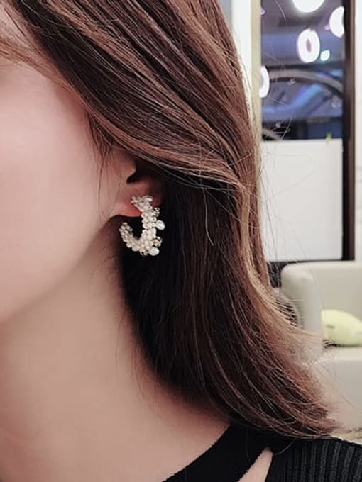 HYACINTH Copper Imitation Pearl Round Dainty Stud Trend Korean Fashion Earring 1