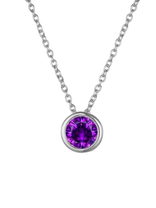 June Purple Steel Stainless steel Birthstone Geometric Minimalist Necklace