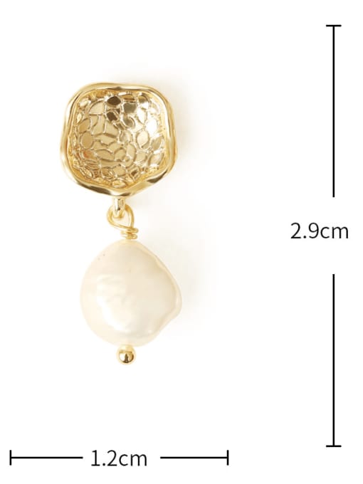 ACCA Brass Freshwater Pearl Geometric Vintage Drop Earring 2