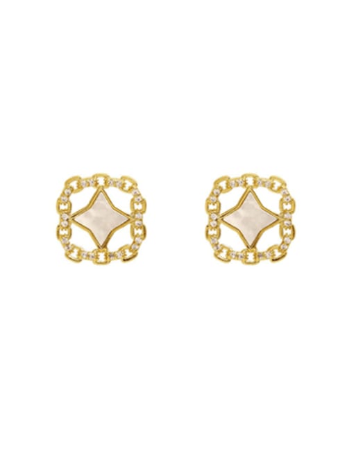 HYACINTH Brass Shell Geometric Minimalist Clip Earring