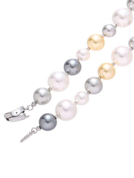 ACCA Brass Imitation Pearl Round Minimalist Beaded Necklace 3