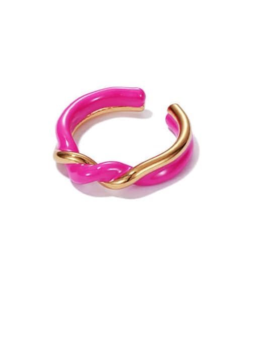 Pink oil dripping ring Zinc Alloy Enamel Geometric Minimalist Band Ring