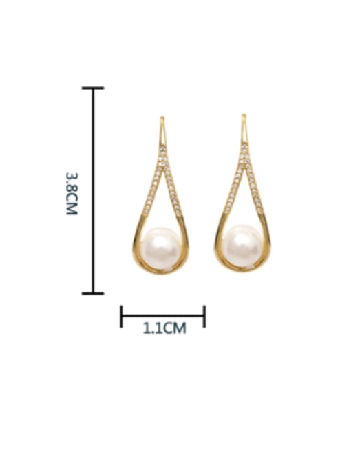 HYACINTH Brass Imitation Pearl Geometric Minimalist Hook Earring 2