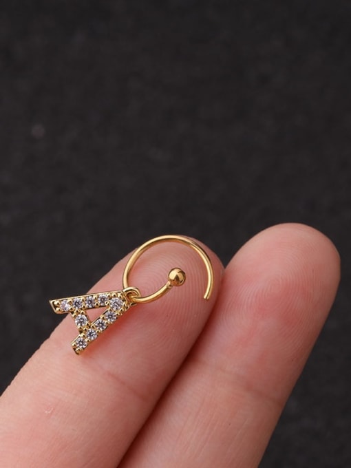 HISON Brass Cubic Zirconia Letter Cute Hook Earring 1