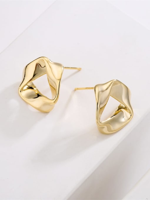 AOG Brass Hollow Geometric Minimalist Stud Earring 2