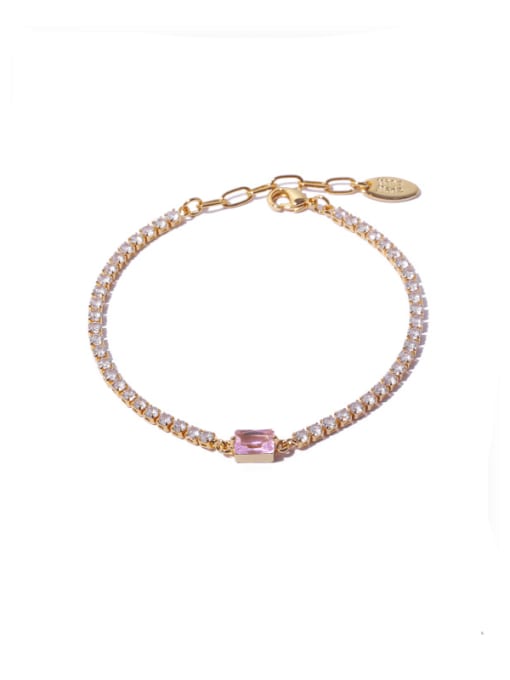 pink Brass Cubic Zirconia Geometric Vintage Bracelet