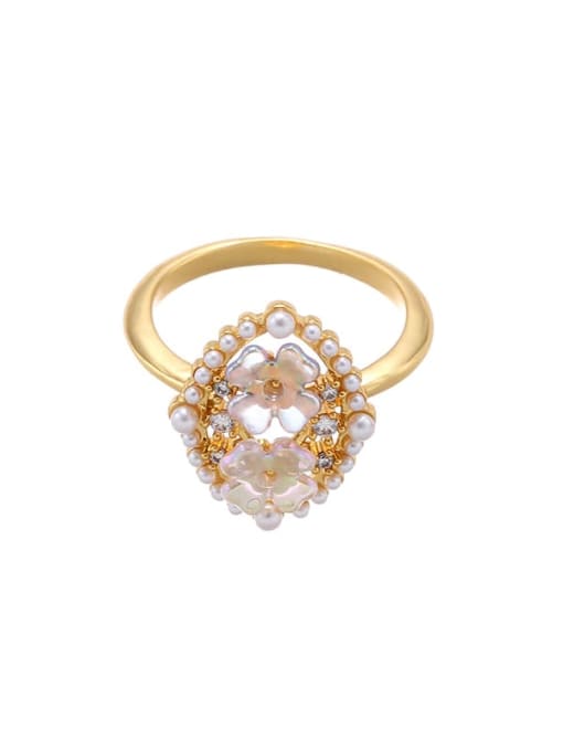 Section 1 Brass Resin Flower Cute Band Ring