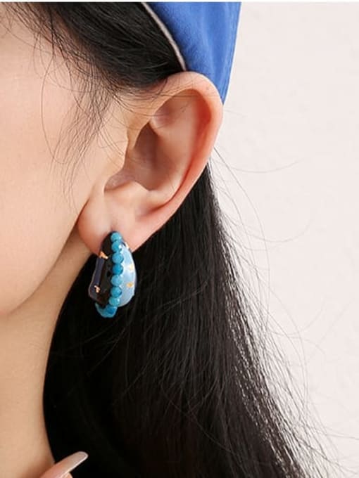 Five Color Brass Enamel Moon Cute Stud Earring 1