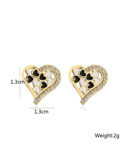 AOG Brass Cubic Zirconia Heart Vintage Stud Earring 2