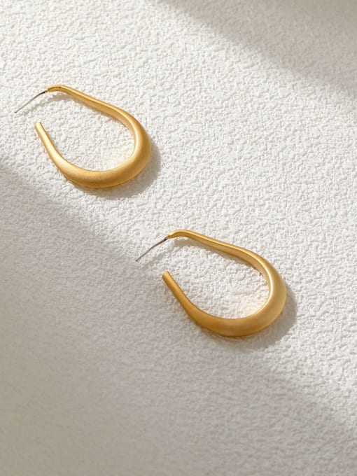 matte  gold Brass Geometric Vintage Huggie Earring