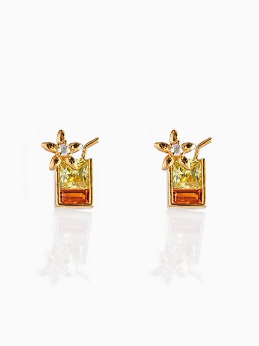 Color beverage Brass Cubic Zirconia Multi Color Bowknot Cute Stud Earring