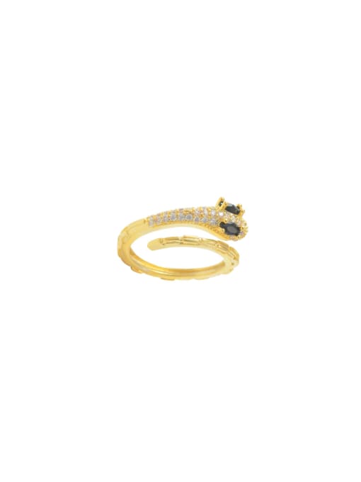 YOUH Brass Cubic Zirconia Snake Dainty Band Ring