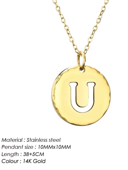 U 14 K gold Stainless steel Letter Minimalist Necklace