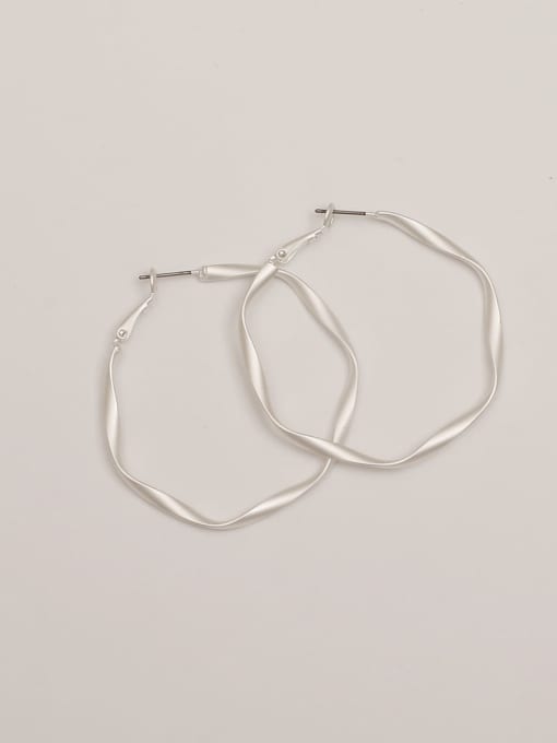 matte steel Brass Hollow Geometric Minimalist Hoop Trend Korean Fashion Earring