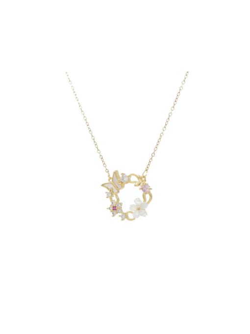 YOUH Brass Cubic Zirconia Flower Dainty Necklace