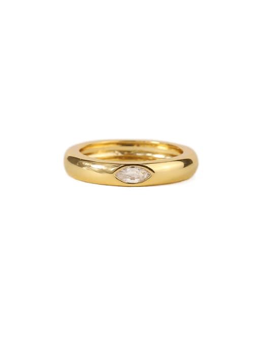 gold Brass Cubic Zirconia Geometric Vintage Midi Ring