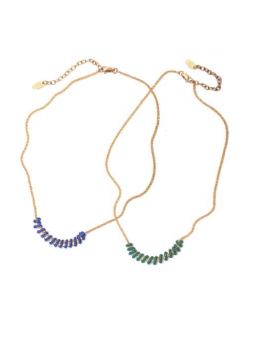 Five Color Brass Enamel Geometric Vintage Necklace 0