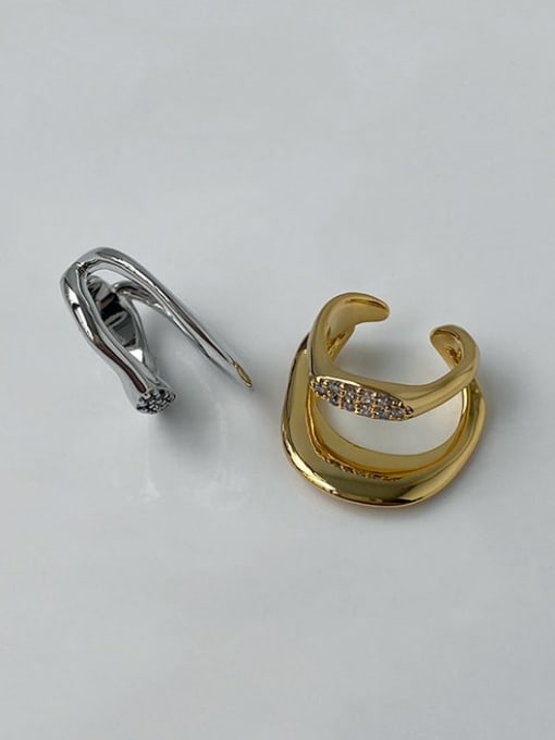 ACCA Brass Rhinestone Geometric Vintage Clip Earring 2