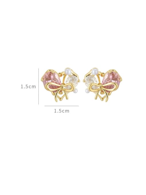 YOUH Brass Cubic Zirconia Heart Dainty Stud Earring 3