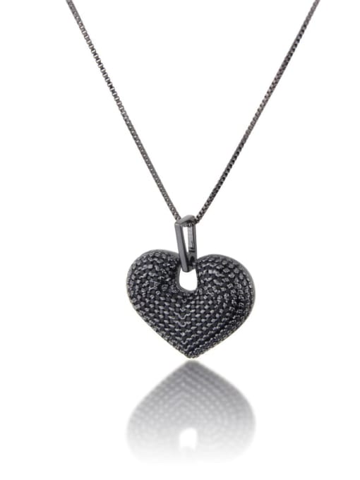Black zirconium plating Brass Cubic Zirconia Heart Luxury Necklace