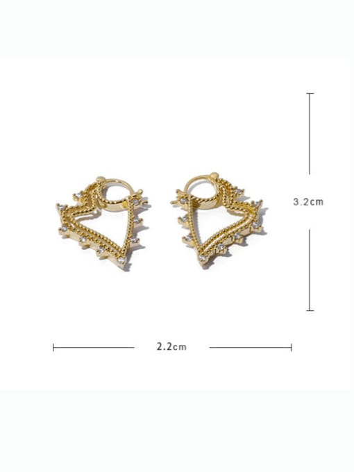 ACCA Brass Cubic Zirconia Heart Vintage Huggie Earring 2