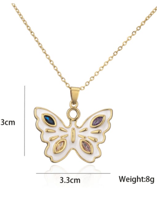 AOG Brass Cubic Zirconia Enamel  Trend Butterfly Pendant Necklace 3