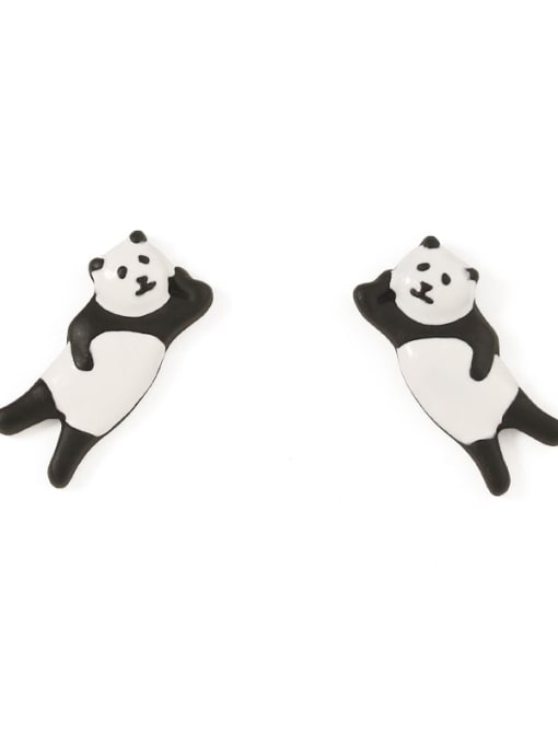 Five Color Alloy Enamel Panda Minimalist Stud Earring 0