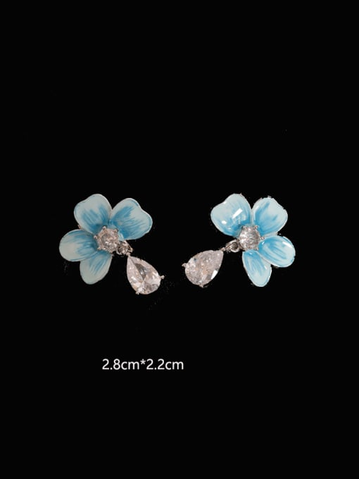 HYACINTH Brass Enamel Flower Luxury Clip Earring 1