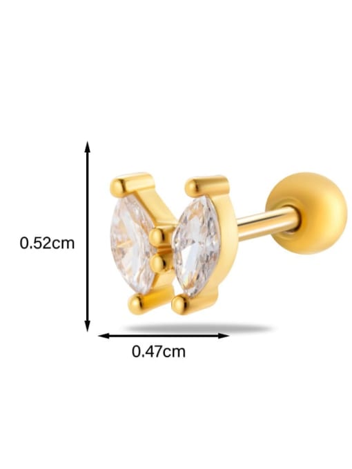 1 # Golden yellow--Single Stainless steel Cubic Zirconia Ball Trend Single Earring